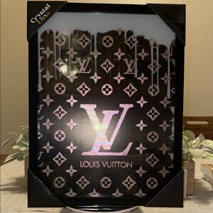 Louis Vuitton Black and Silver Logo Art  13 by 17 Frame